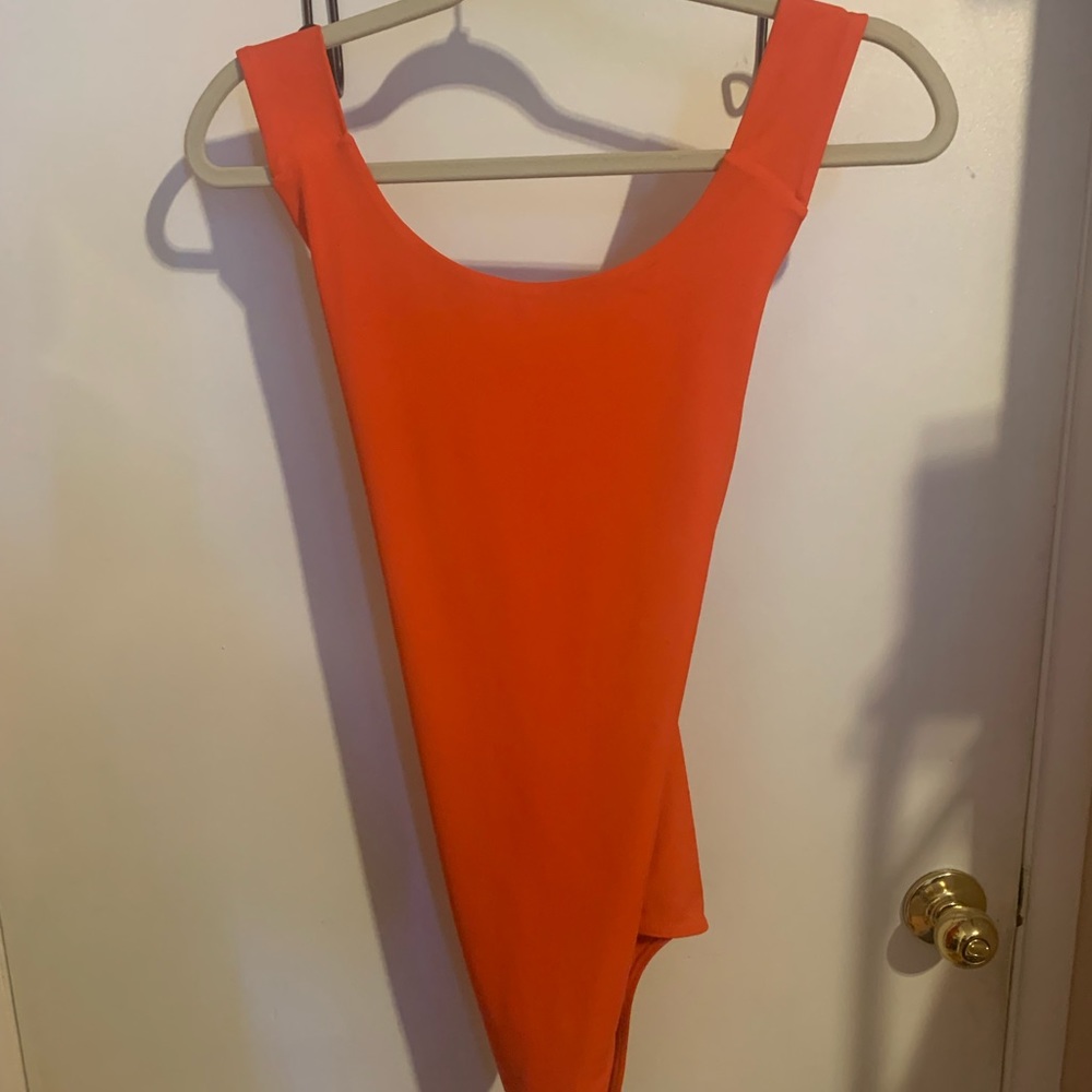 Women’s Scoop Neck Sleeveless Bodysuit - Orange